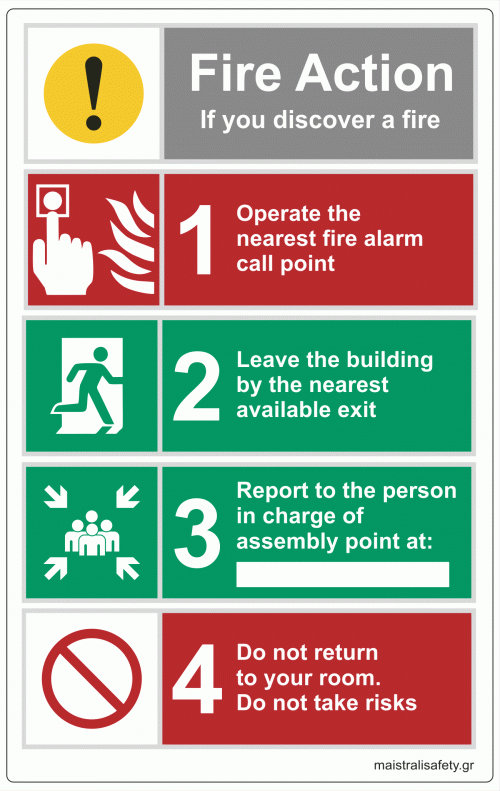 Πινακίδα Fire Action 1-2-3-4