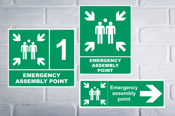 Πινακίδες: Σημείο συγκέντρωσης έκτακτης ανάγκης – Emergency Assembling Point
