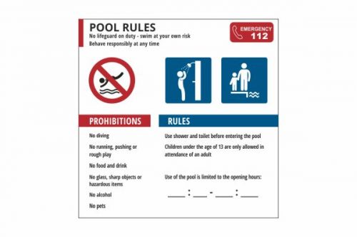 Πινακίδα Pool Rules